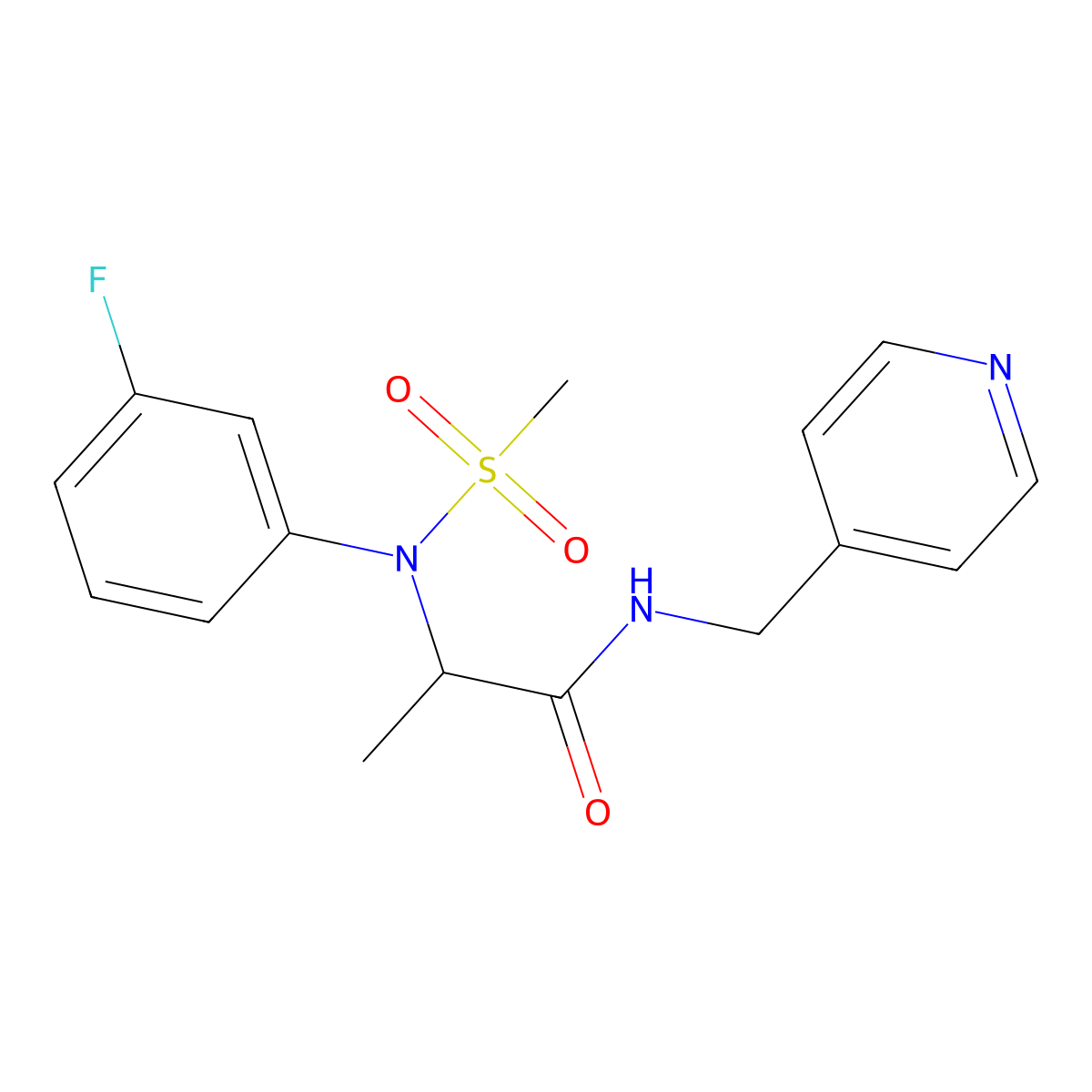 2-(3-fluoro-N-methylsulfonylanilino)-N-(pyridin-4-ylmethyl)propanamide molecular structure, CAS 1309090-50-3