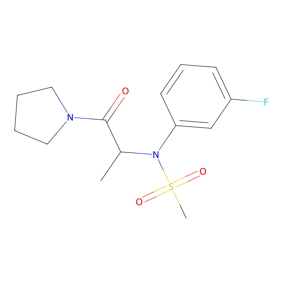 N-(3-fluorophenyl)-N-[1-oxo-1-(pyrrolidin-1-yl)propan-2-yl]methanesulfonamide molecular structure, CAS 1309091-53-9