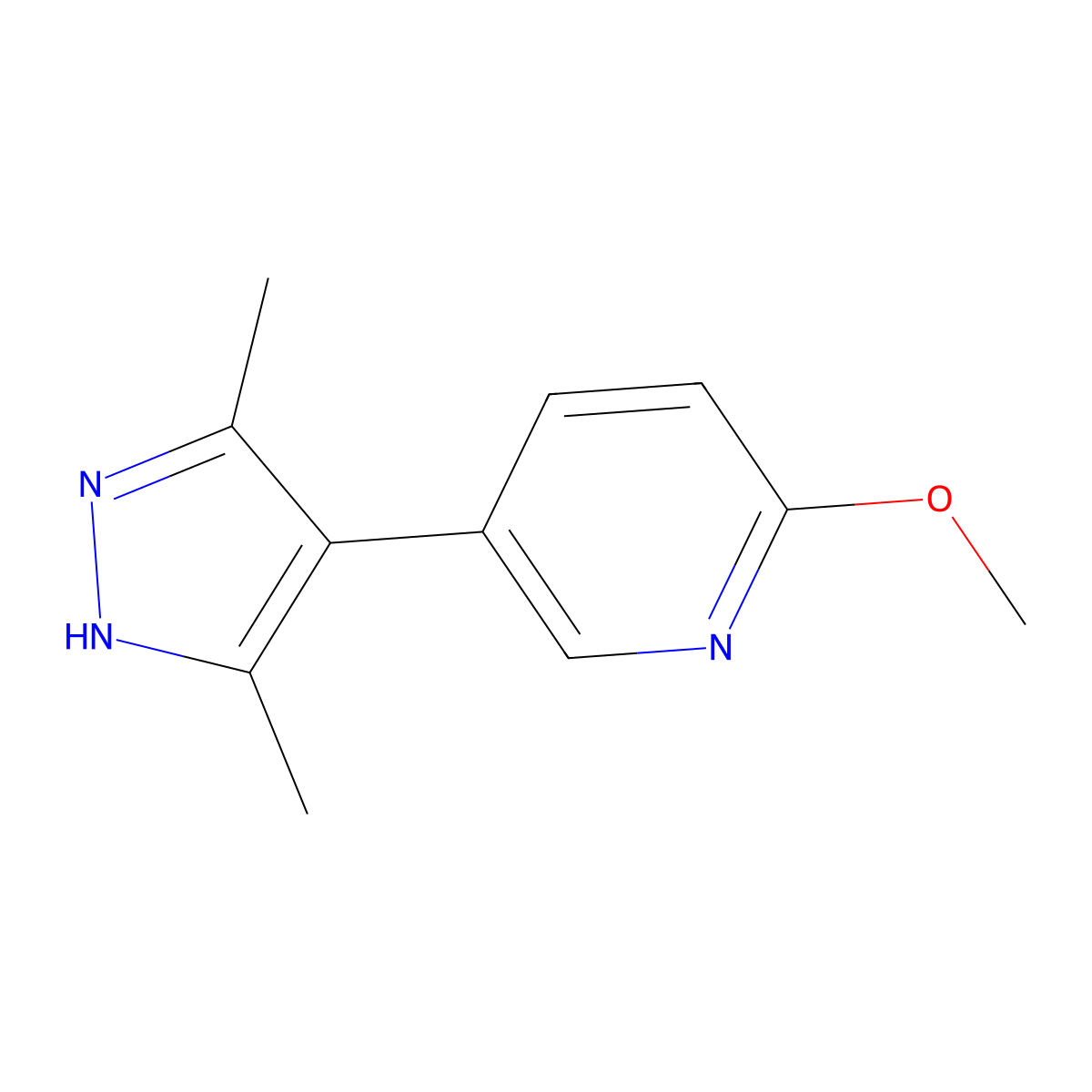 5-(3,5-dimethyl-1H-pyrazol-4-yl)-2-methoxypyridine molecular structure, CAS 1309092-44-1