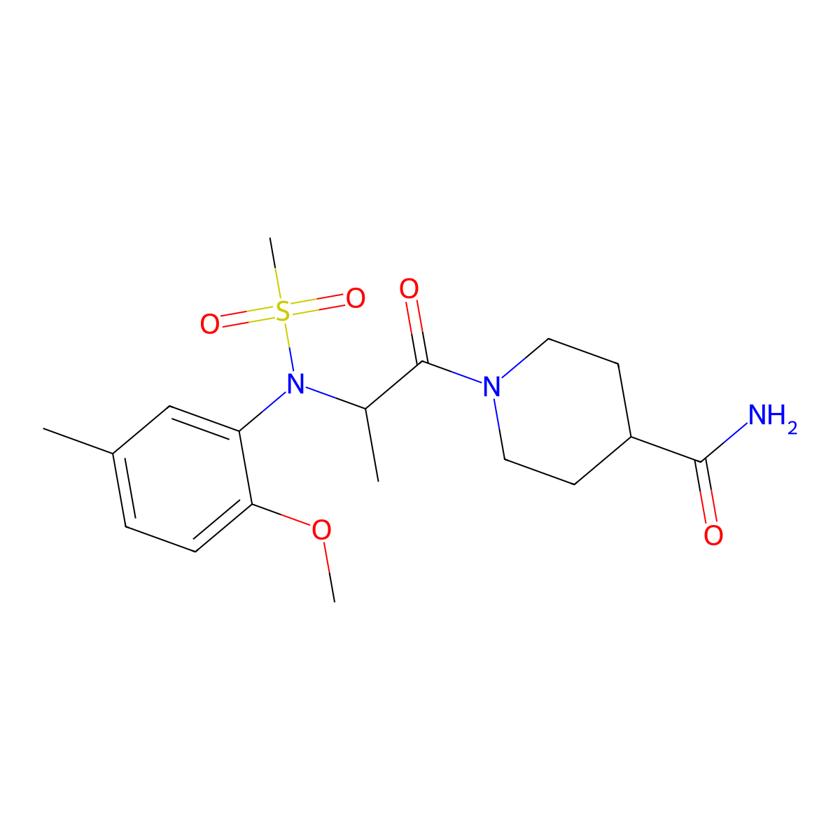 1-[N-(2-methoxy-5-methylphenyl)-N-(methylsulfonyl)alanyl]piperidine-4-carboxamide molecular structure, CAS 1309094-93-6