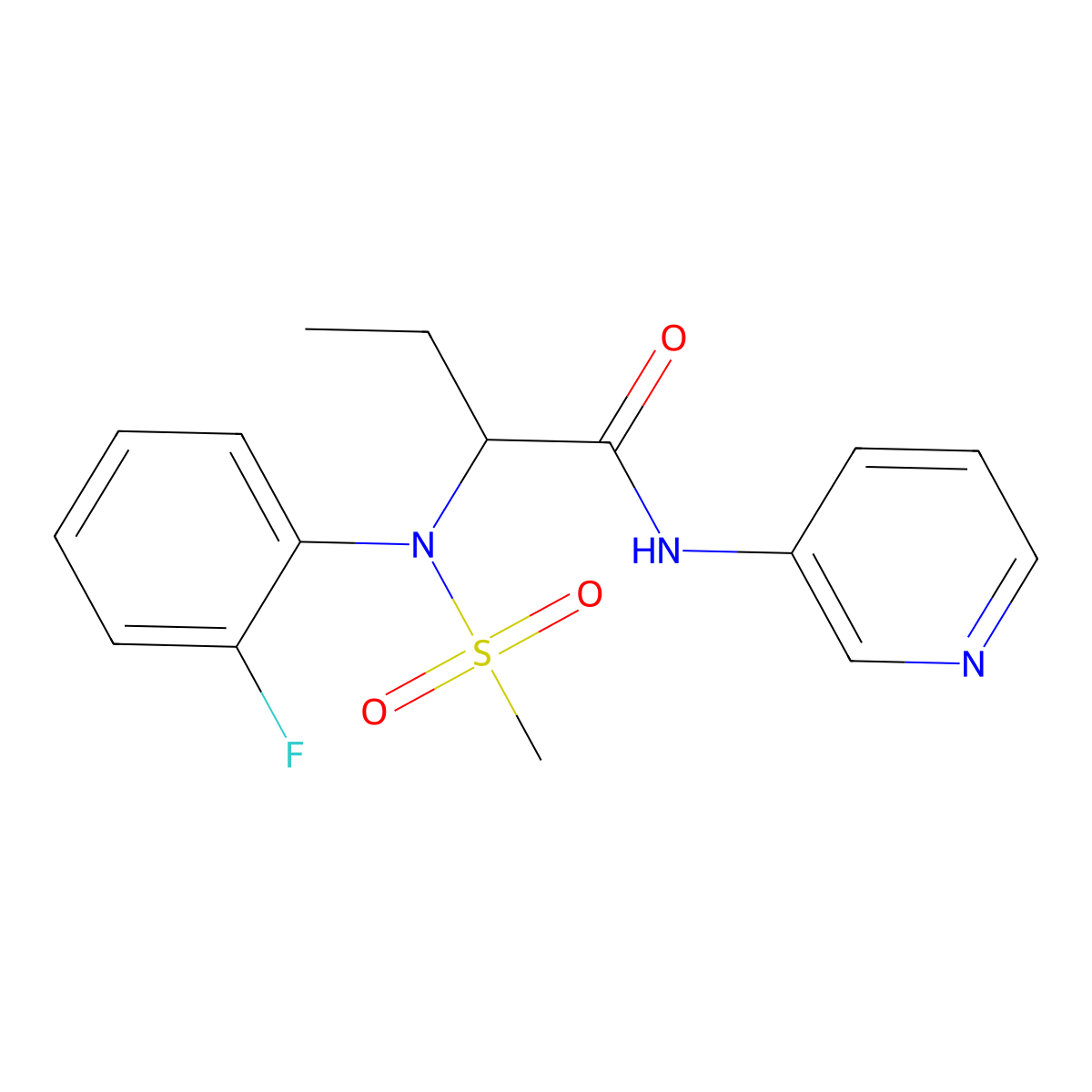 2-[(2-fluorophenyl)(methylsulfonyl)amino]-N-(pyridin-3-yl)butanamide molecular structure, CAS 1309095-46-2