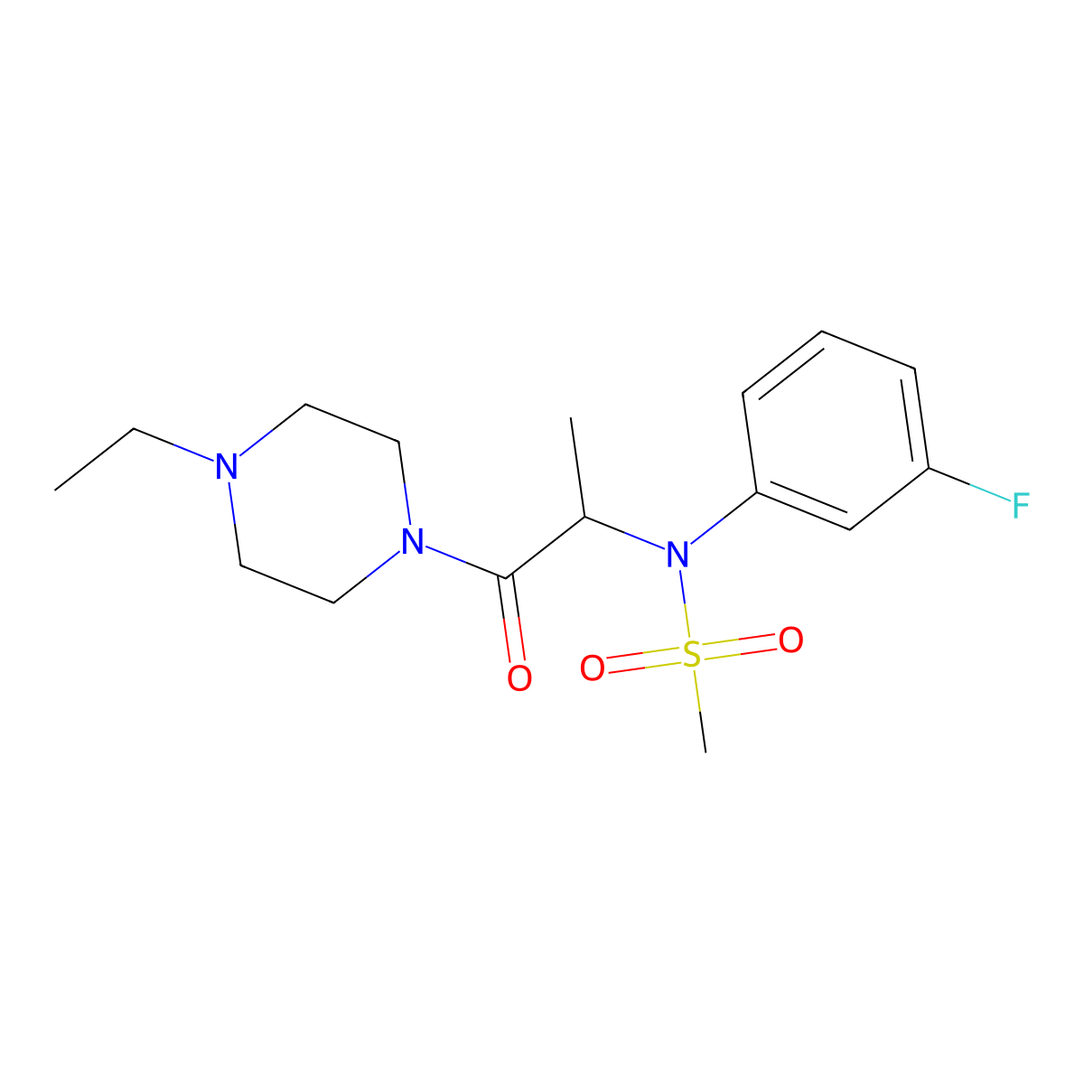 N-[1-(4-ethylpiperazin-1-yl)-1-oxopropan-2-yl]-N-(3-fluorophenyl)methanesulfonamide molecular structure, CAS 1309096-93-2