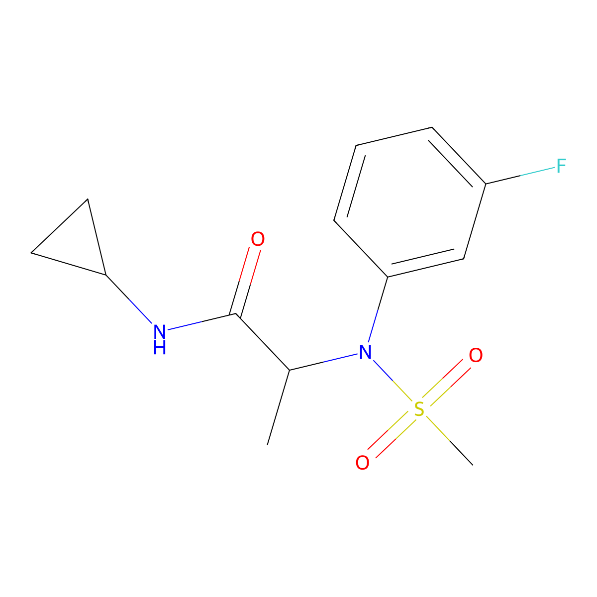 N-cyclopropyl-2-(3-fluoro-N-methylsulfonylanilino)propanamide molecular structure, CAS 1309097-99-1