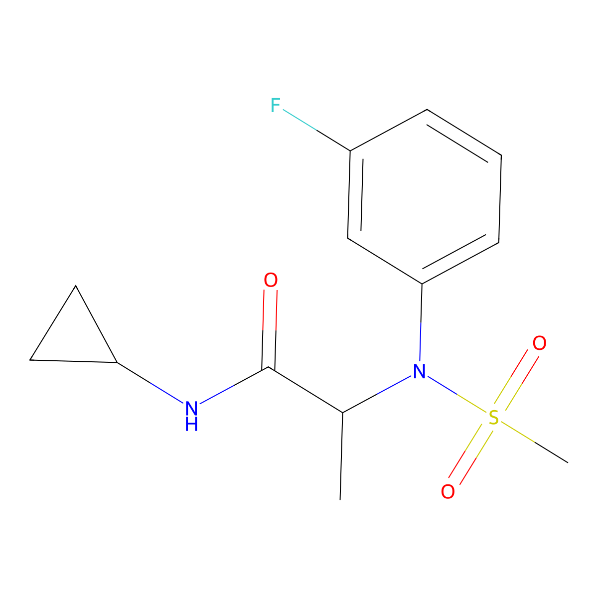 N-cyclopropyl-2-(3-fluoro-N-methylsulfonylanilino)propanamide molecular structure, CAS 1309097-99-1