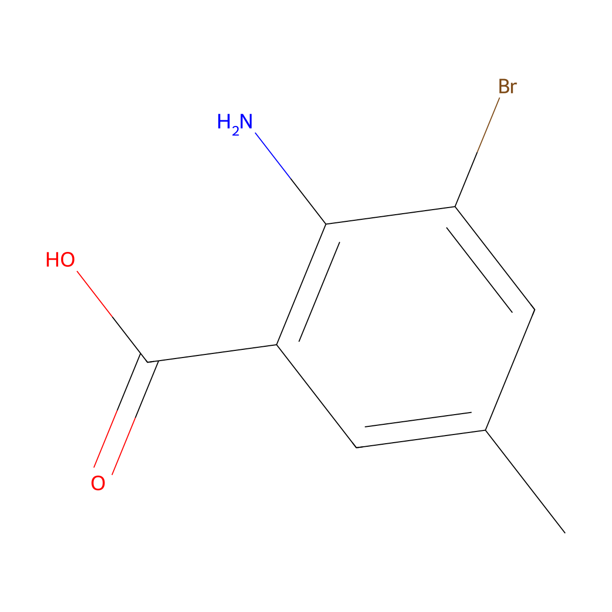 2-Amino-3-bromo-5-methylbenzoic acid molecular structure, CAS 13091-43-5