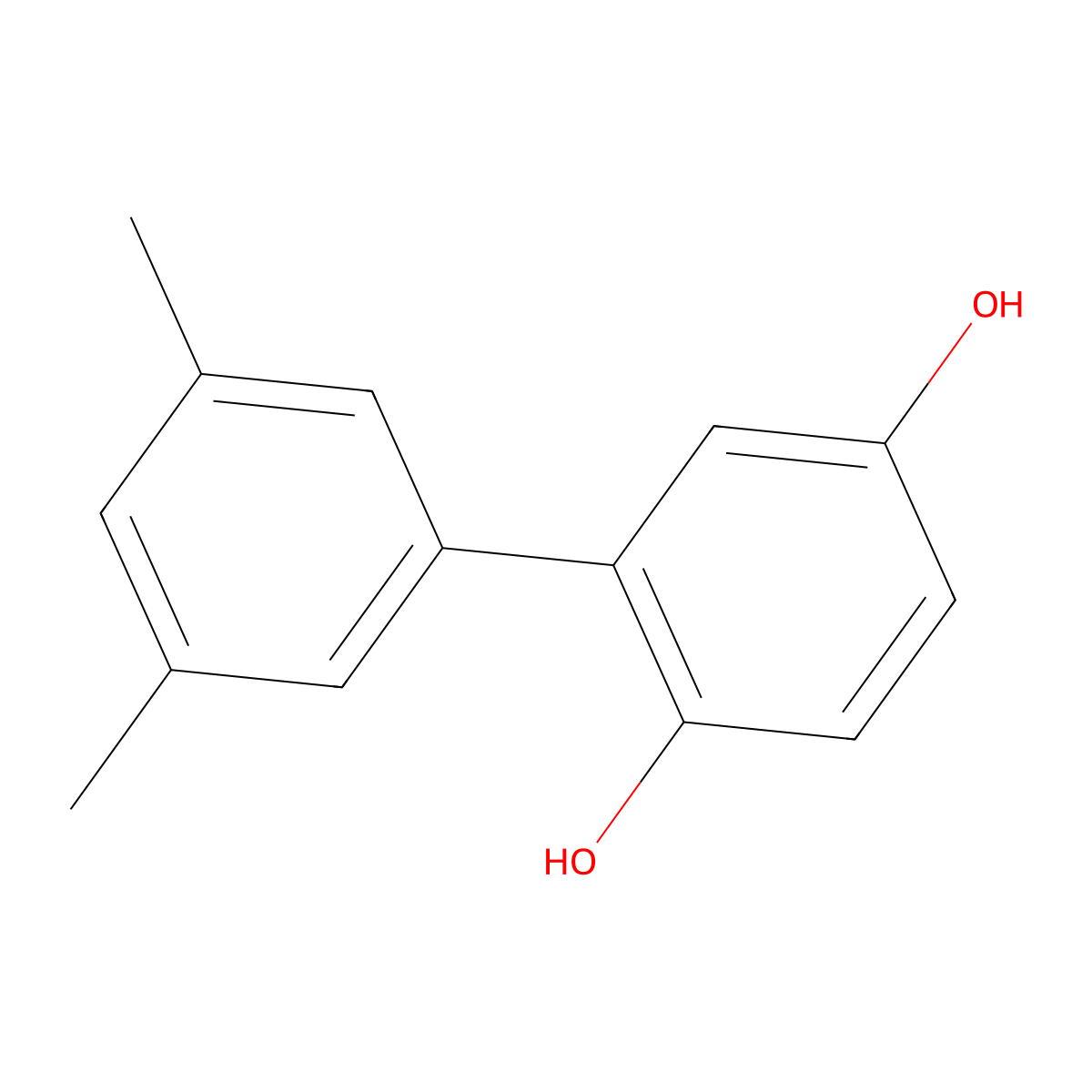 3',5'-Dimethyl[1,1'-biphenyl]-2,5-diol molecular structure, CAS 13091-78-6