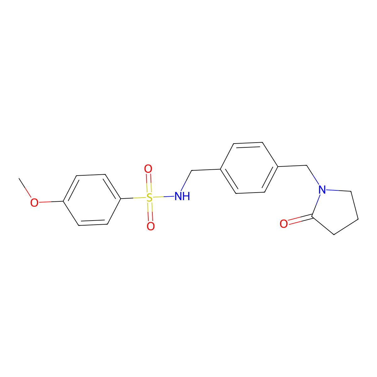 4-methoxy-N-{4-[(2-oxopyrrolidin-1-yl)methyl]benzyl}benzenesulfonamide molecular structure, CAS 1309104-12-8