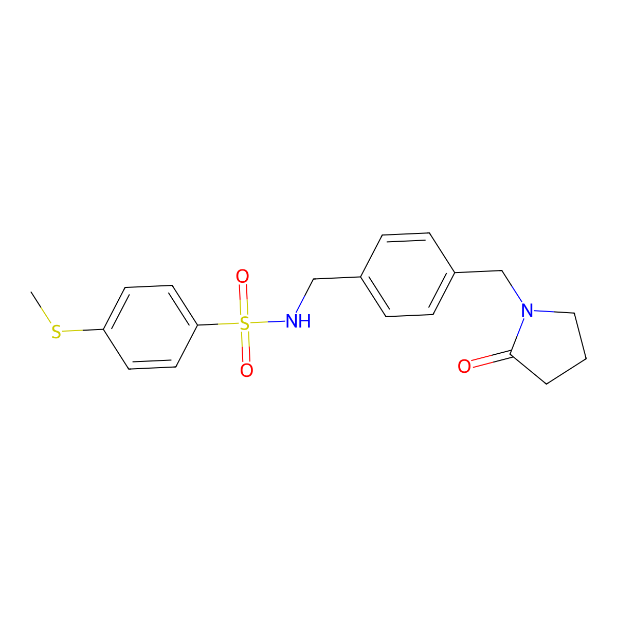 4-(methylsulfanyl)-N-{4-[(2-oxopyrrolidin-1-yl)methyl]benzyl}benzenesulfonamide molecular structure, CAS 1309104-27-5