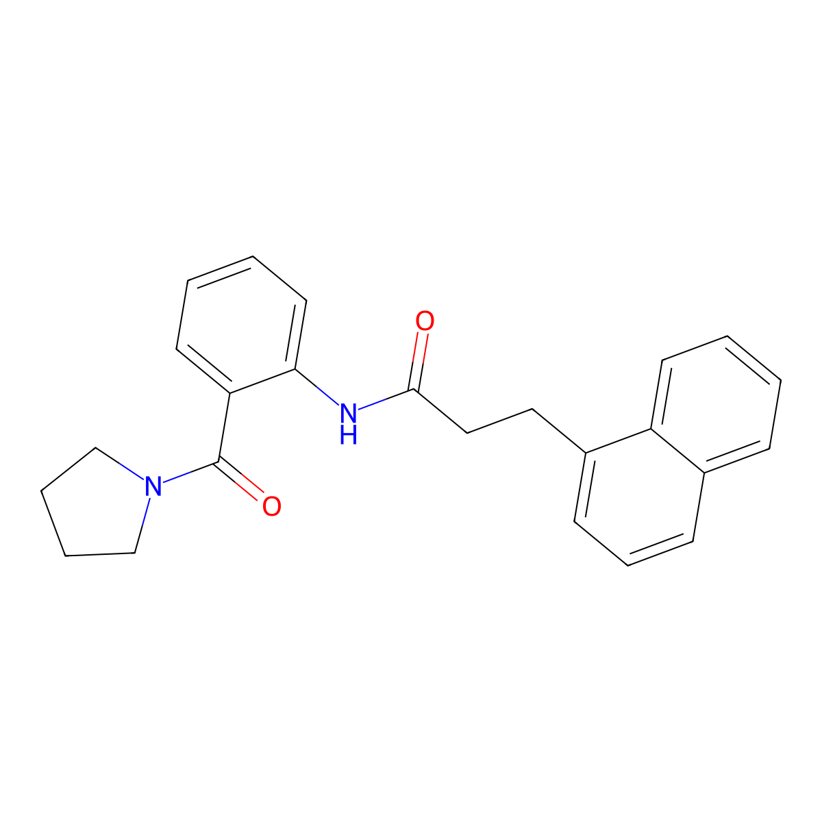 3-(naphthalen-1-yl)-N-[2-(pyrrolidin-1-ylcarbonyl)phenyl]propanamide molecular structure, CAS 1309105-25-6