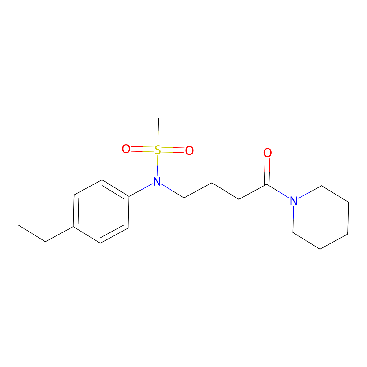 N-(4-ethylphenyl)-N-[4-oxo-4-(piperidin-1-yl)butyl]methanesulfonamide molecular structure, CAS 1309107-28-5