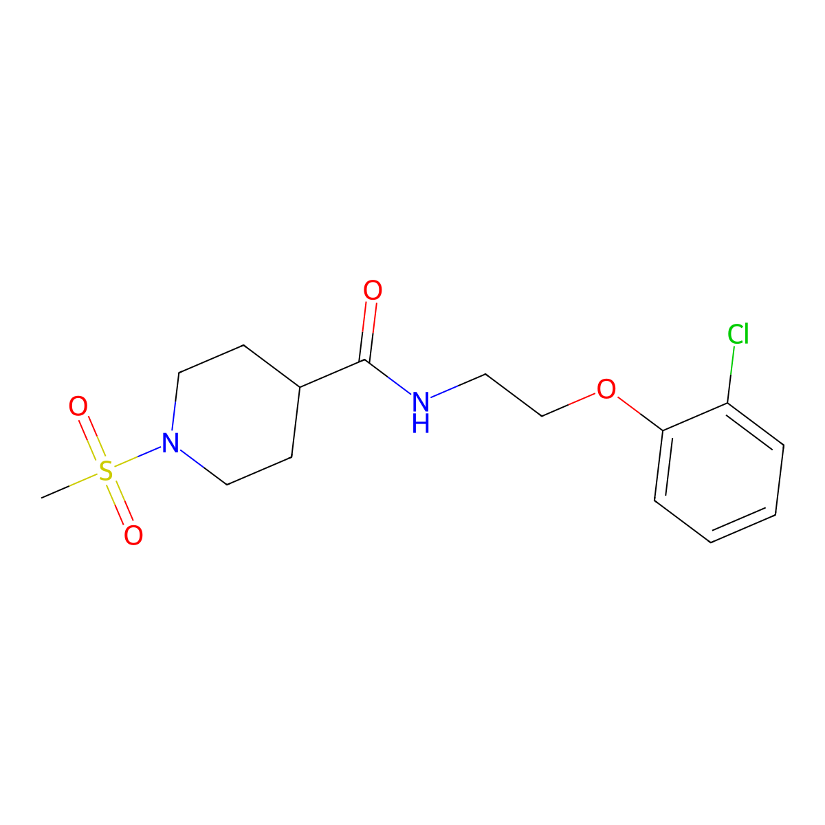 N-[2-(2-chlorophenoxy)ethyl]-1-(methylsulfonyl)piperidine-4-carboxamide molecular structure, CAS 1309109-52-1