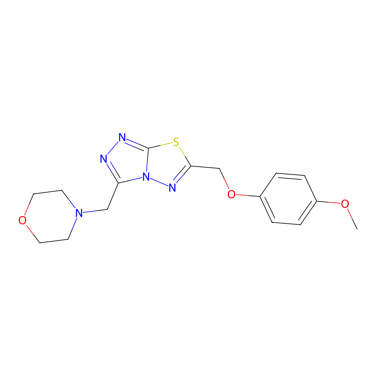 6-[(4-Methoxyphenoxy)methyl]-3-(morpholin-4-ylmethyl)[1,2,4]triazolo[3,4-b][1,3,4]thiadiazole molecular structure, CAS 1309109-54-3