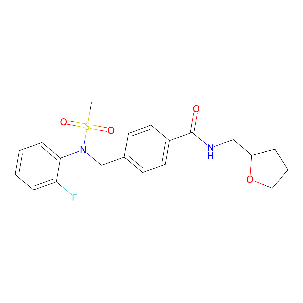 4-{[(2-fluorophenyl)(methylsulfonyl)amino]methyl}-N-(tetrahydrofuran-2-ylmethyl)benzamide molecular structure, CAS 1309109-58-7