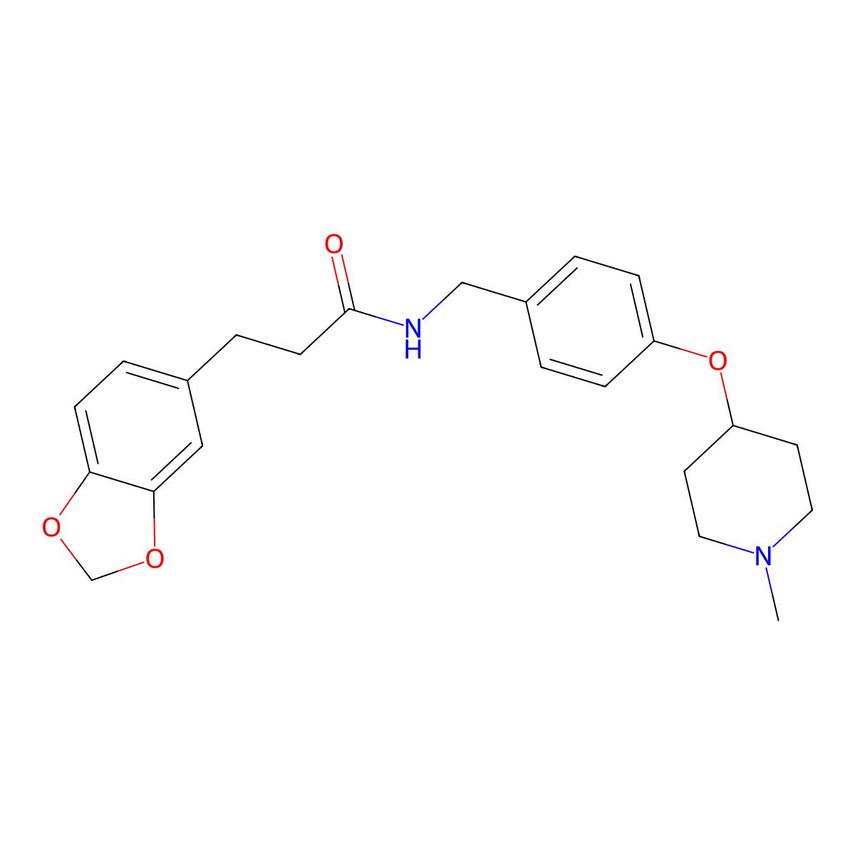 3-(1,3-benzodioxol-5-yl)-N-{4-[(1-methylpiperidin-4-yl)oxy]benzyl}propanamide molecular structure, CAS 1309110-00-6