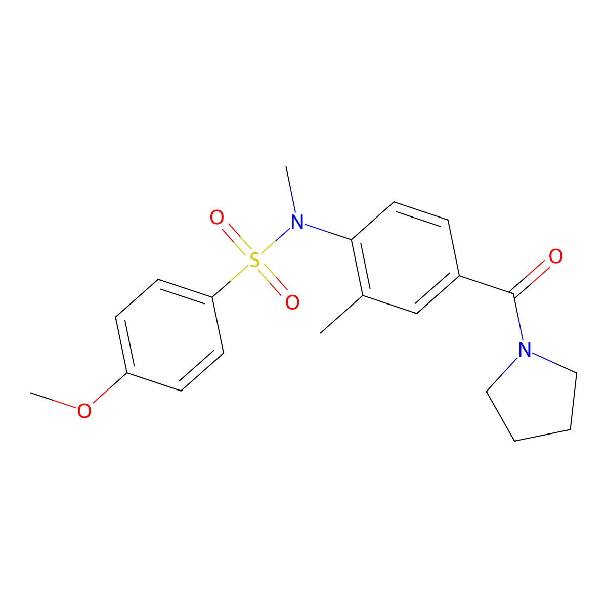 4-methoxy-N-methyl-N-[2-methyl-4-(pyrrolidin-1-ylcarbonyl)phenyl]benzenesulfonamide molecular structure, CAS 1309113-50-5