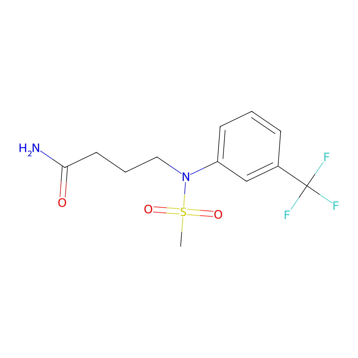 4-{(Methylsulfonyl)[3-(trifluoromethyl)phenyl]amino}butanamide molecular structure, CAS 1309113-73-2