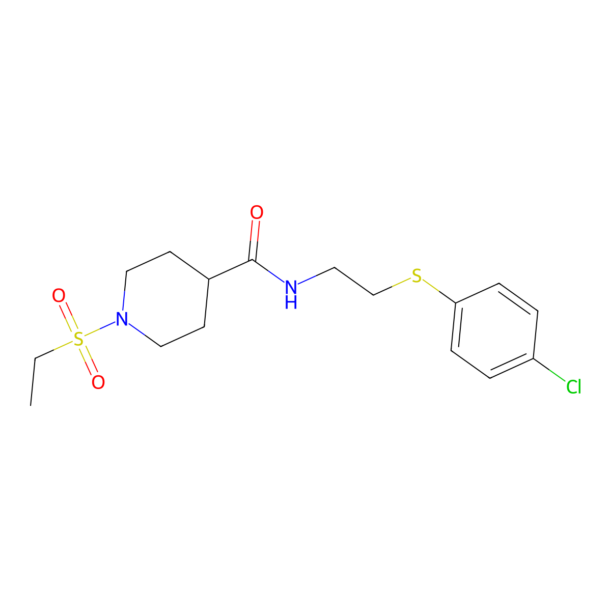 N-{2-[(4-chlorophenyl)sulfanyl]ethyl}-1-(ethylsulfonyl)piperidine-4-carboxamide molecular structure, CAS 1309113-93-6