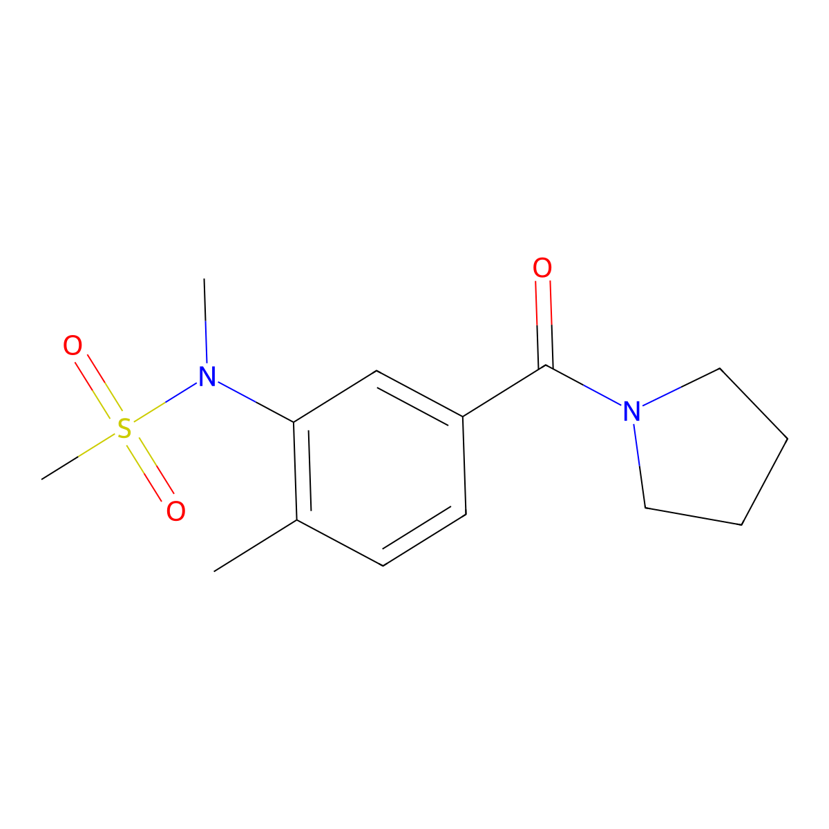 N-methyl-N-[2-methyl-5-(pyrrolidine-1-carbonyl)phenyl]methanesulfonamide molecular structure, CAS 1309114-29-1