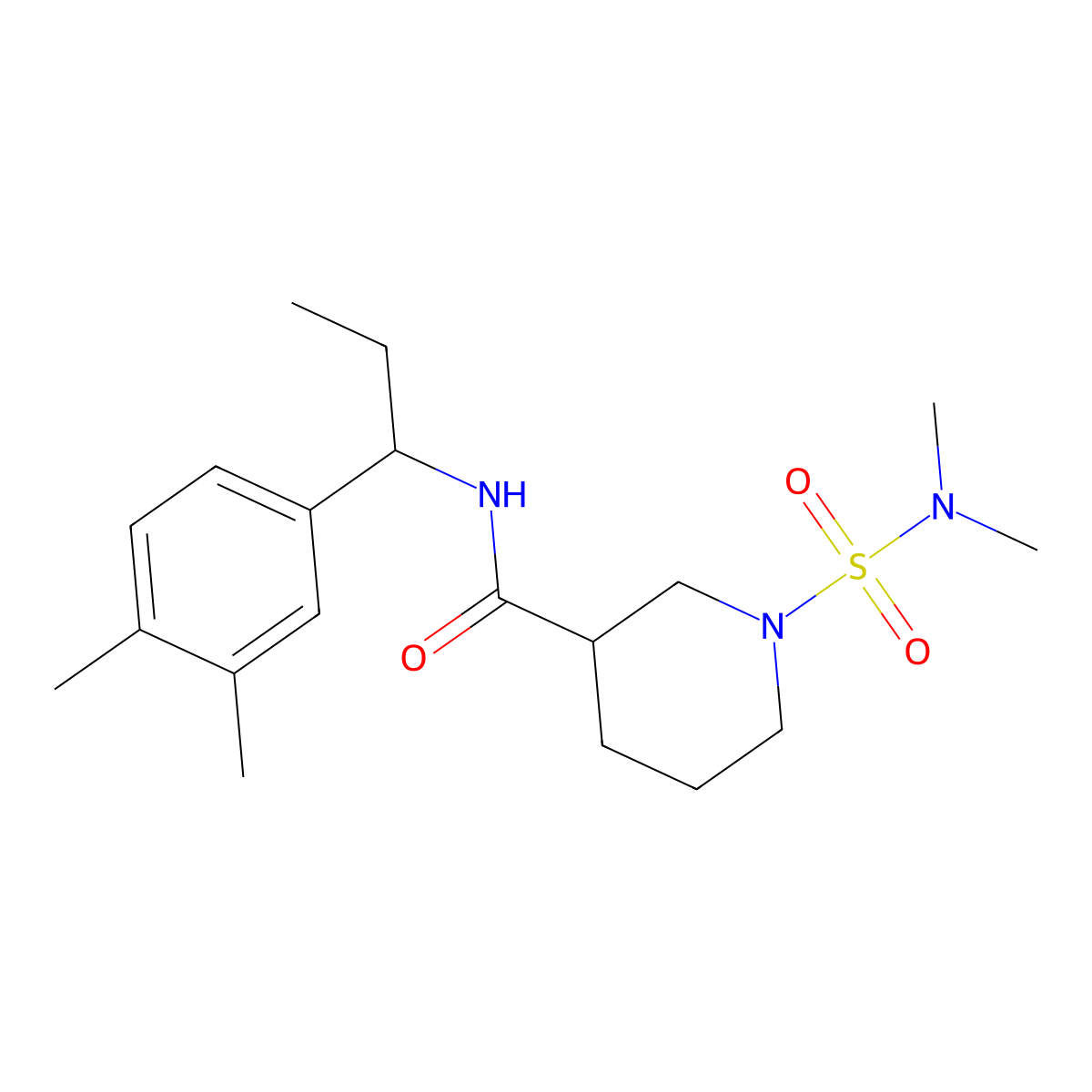 N-[1-(3,4-dimethylphenyl)propyl]-1-(dimethylsulfamoyl)piperidine-3-carboxamide molecular structure, CAS 1309117-50-7