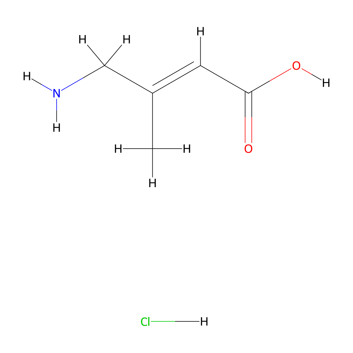 (2E)-4-amino-3-methylbut-2-enoicacidhydrochloride molecular structure, CAS 130912-46-8
