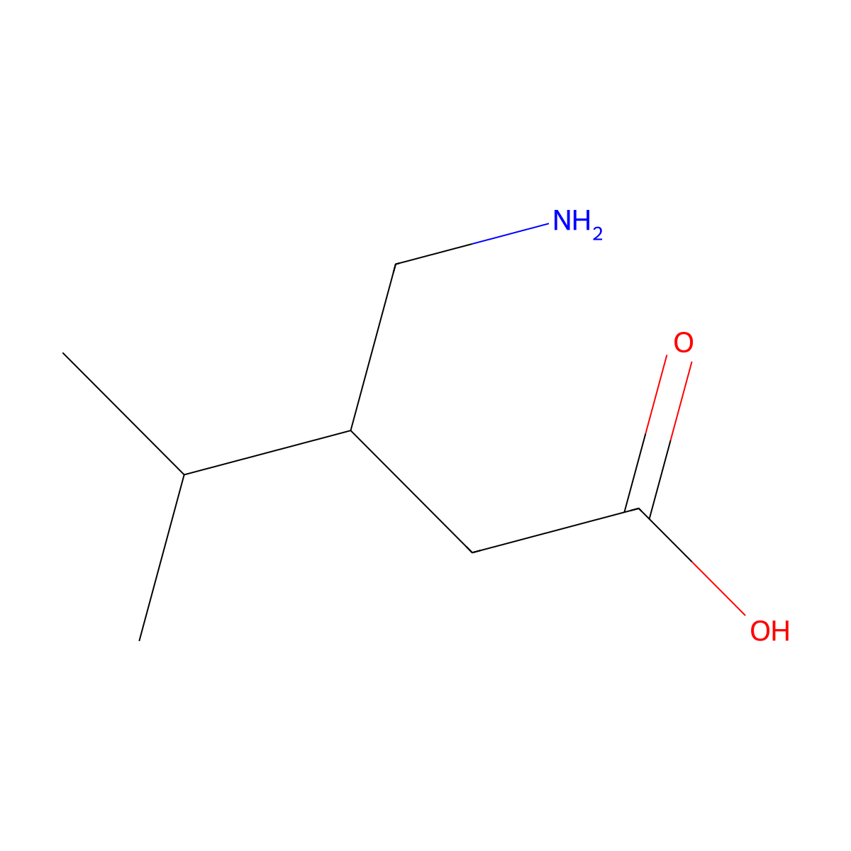 3-(Aminomethyl)-4-methylpentanoic acid molecular structure, CAS 130912-50-4