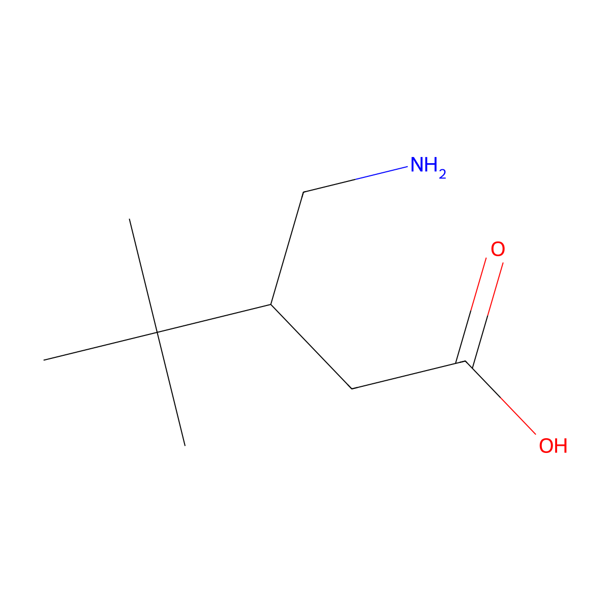3-(Aminomethyl)-4,4-dimethylpentanoic acid molecular structure, CAS 130912-53-7