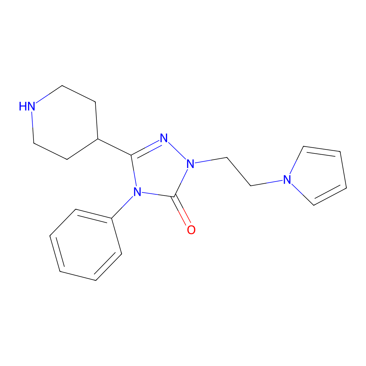 4-phenyl-3-(piperidin-4-yl)-1-[2-(1H-pyrrol-1-yl)ethyl]-4,5-dihydro-1H-1,2,4-triazol-5-one molecular structure, CAS 1309121-19-4