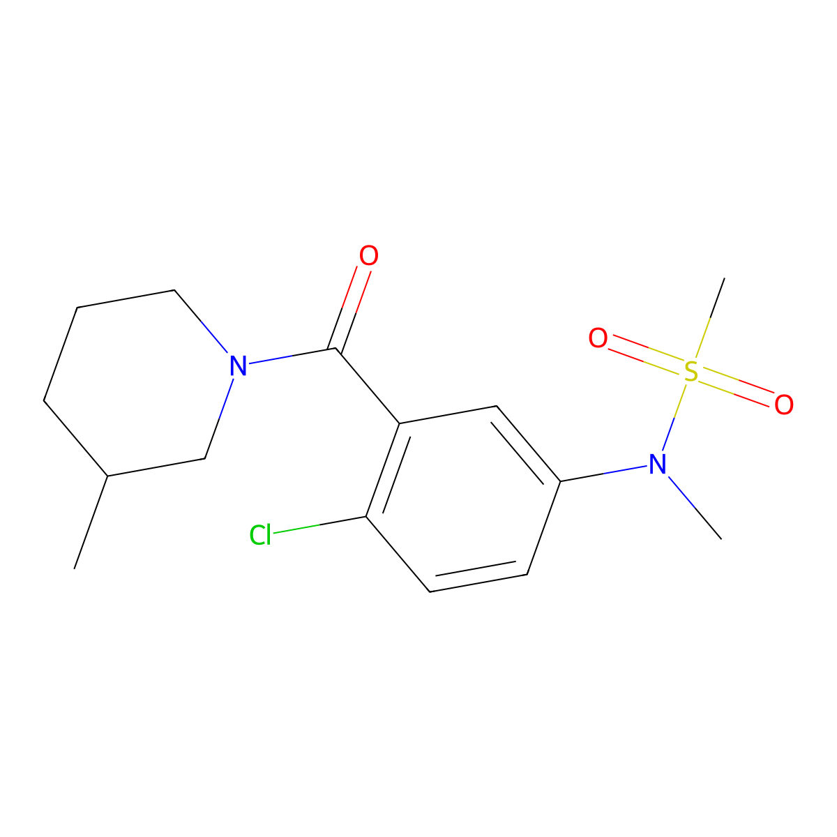 N-[4-chloro-3-(3-methylpiperidine-1-carbonyl)phenyl]-N-methylmethanesulfonamide molecular structure, CAS 1309122-29-9
