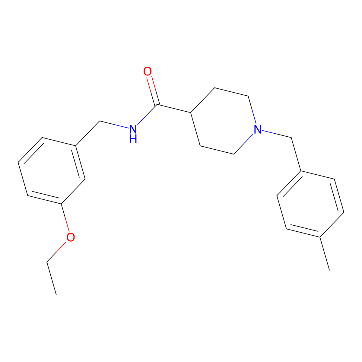 N-(3-ethoxybenzyl)-1-(4-methylbenzyl)piperidine-4-carboxamide molecular structure, CAS 1309124-89-7