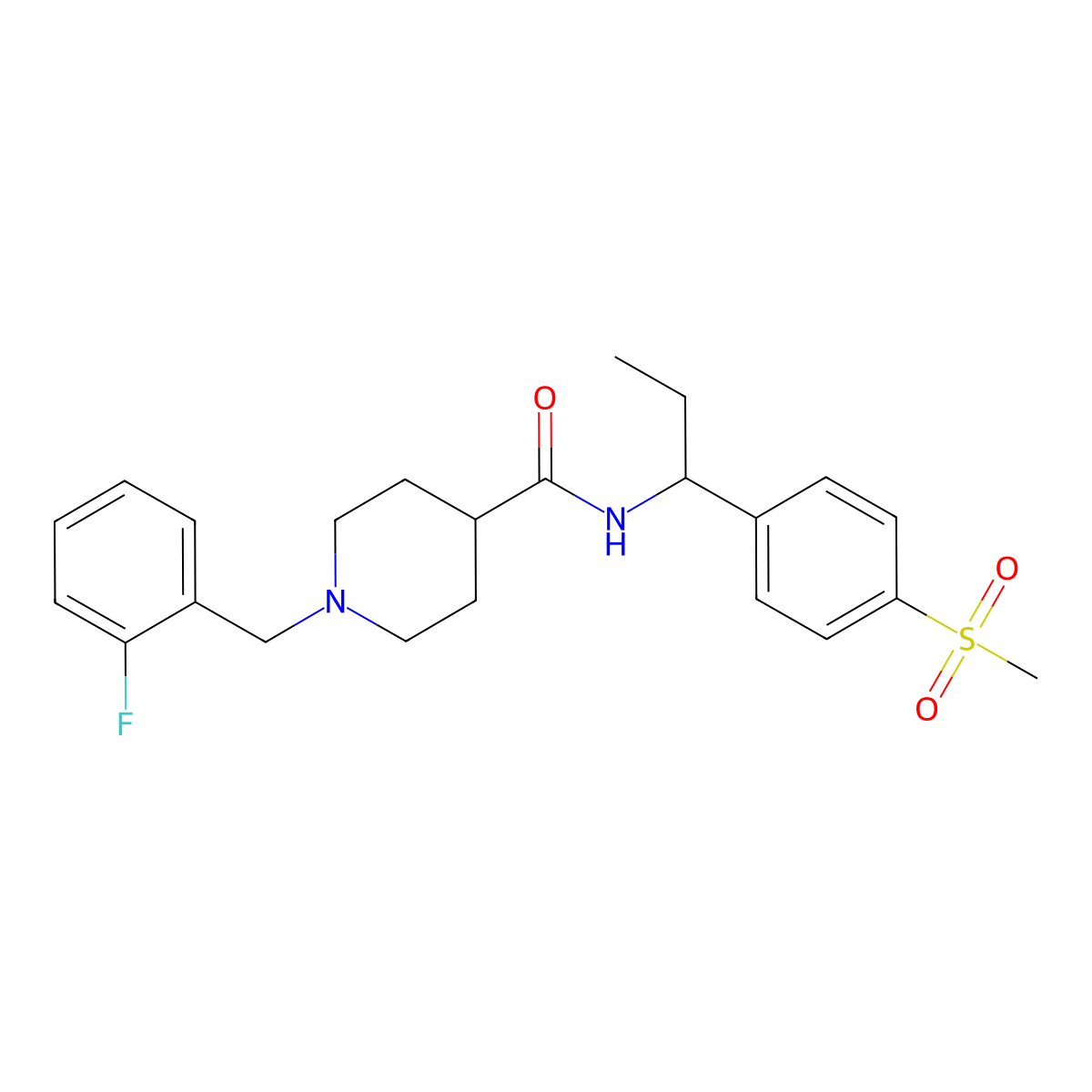 1-(2-fluorobenzyl)-N-{1-[4-(methylsulfonyl)phenyl]propyl}piperidine-4-carboxamide molecular structure, CAS 1309126-02-0