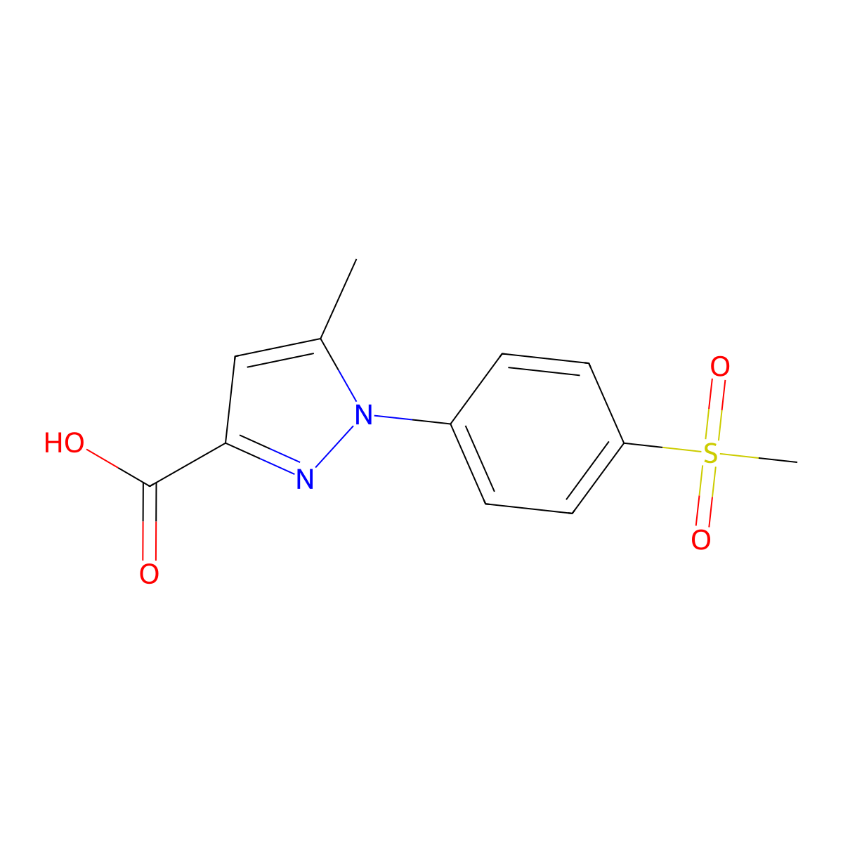 1-(4-methanesulfonylphenyl)-5-methyl-1H-pyrazole-3-carboxylic acid molecular structure, CAS 1309126-92-8