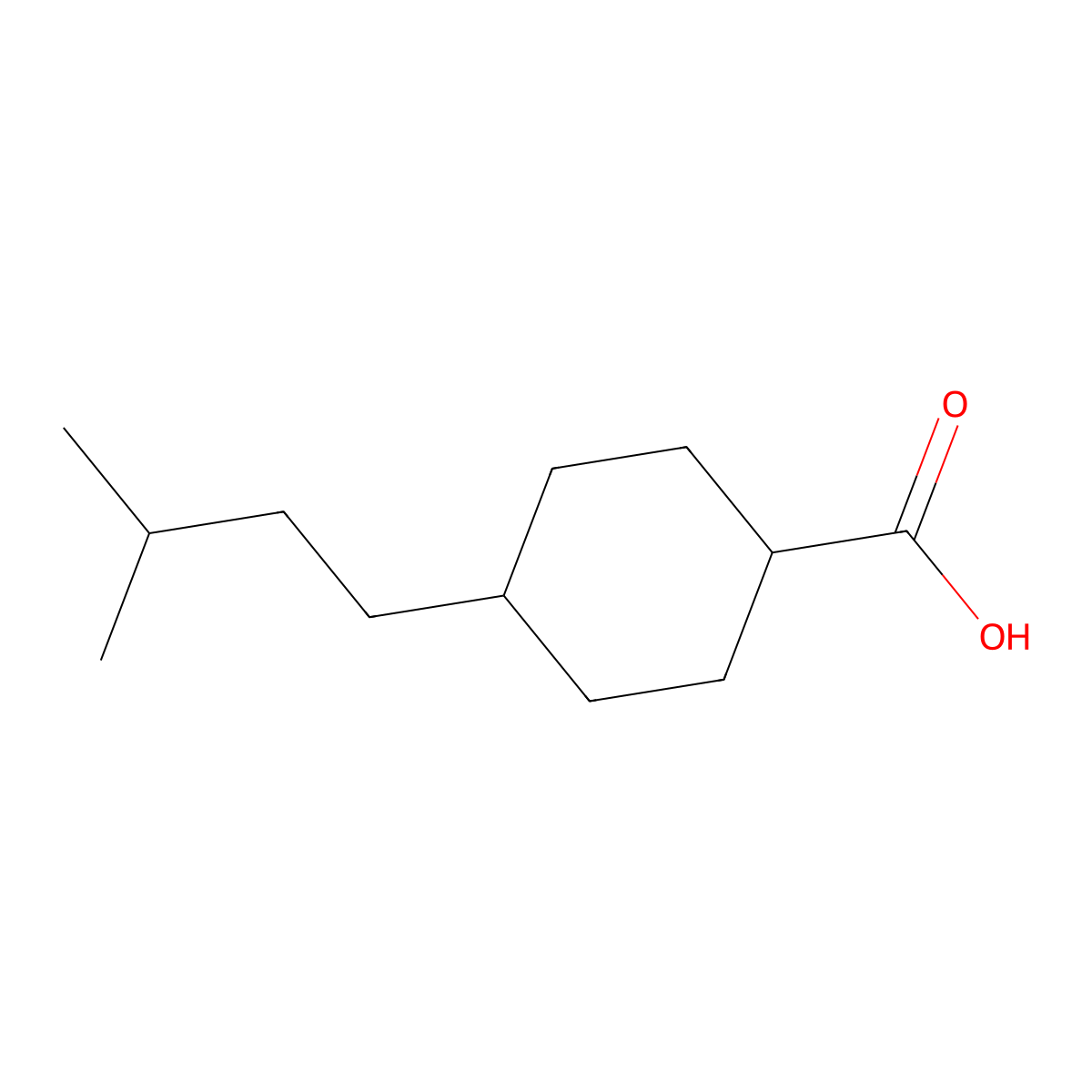 4-(3-Methylbutyl)cyclohexane-1-carboxylic acid molecular structure, CAS 1309126-93-9