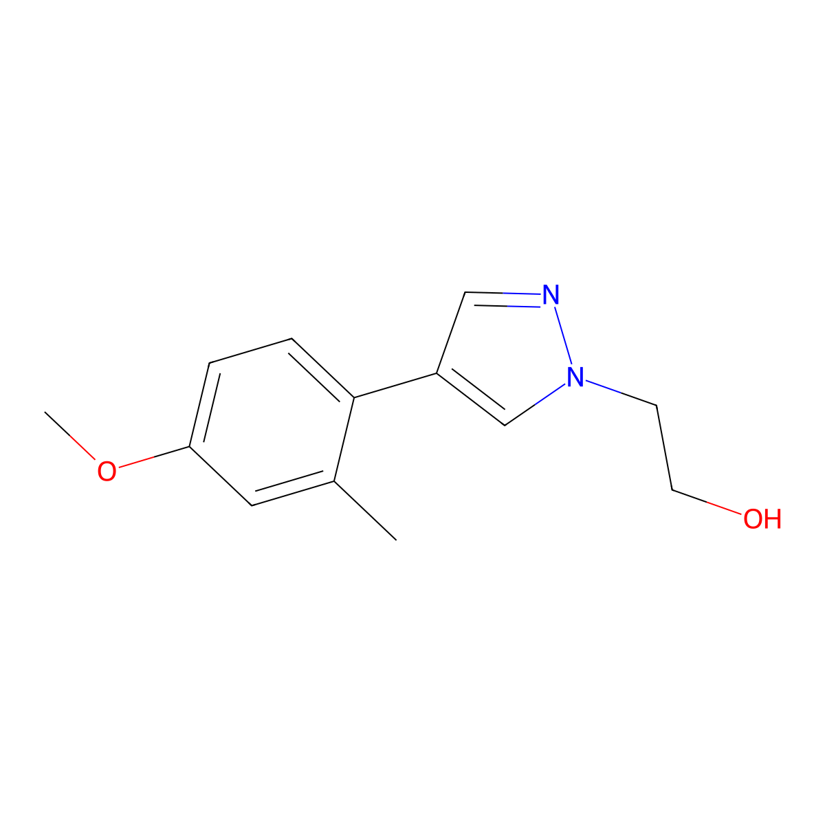 2-(4-(4-Methoxy-2-methylphenyl)-1H-pyrazol-1-yl)ethanol molecular structure, CAS 1309128-31-1