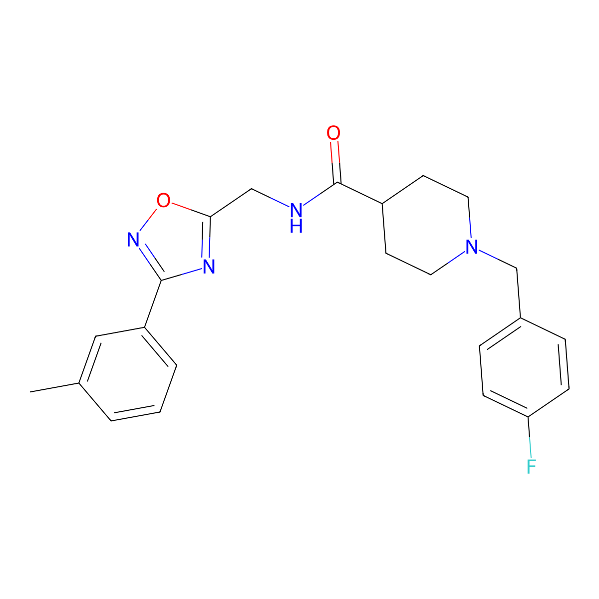 1-(4-fluorobenzyl)-N-{[3-(3-methylphenyl)-1,2,4-oxadiazol-5-yl]methyl}piperidine-4-carboxamide molecular structure, CAS 1309128-67-3