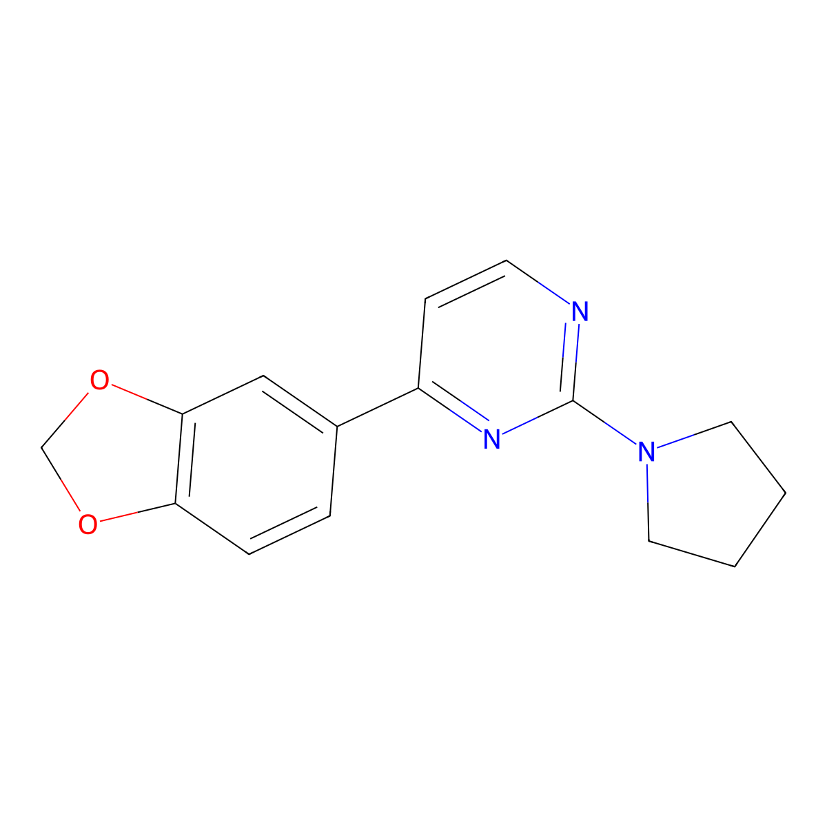 4-(1,3-Benzodioxol-5-yl)-2-(1-pyrrolidinyl)pyrimidine molecular structure, CAS 1309128-97-9
