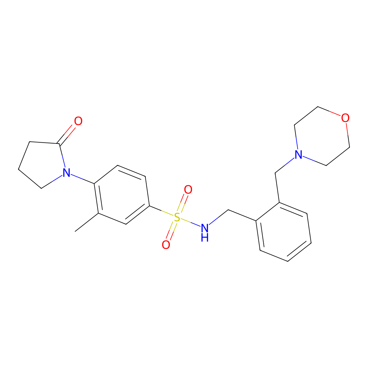 3-methyl-N-[2-(morpholin-4-ylmethyl)benzyl]-4-(2-oxopyrrolidin-1-yl)benzenesulfonamide molecular structure, CAS 1309129-42-7