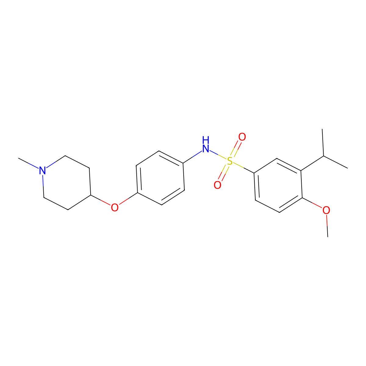 4-methoxy-N-{4-[(1-methylpiperidin-4-yl)oxy]phenyl}-3-(propan-2-yl)benzenesulfonamide molecular structure, CAS 1309130-10-6