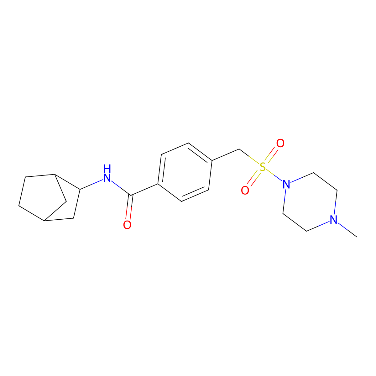 N-(bicyclo[2.2.1]hept-2-yl)-4-{[(4-methylpiperazin-1-yl)sulfonyl]methyl}benzamide molecular structure, CAS 1309130-27-5