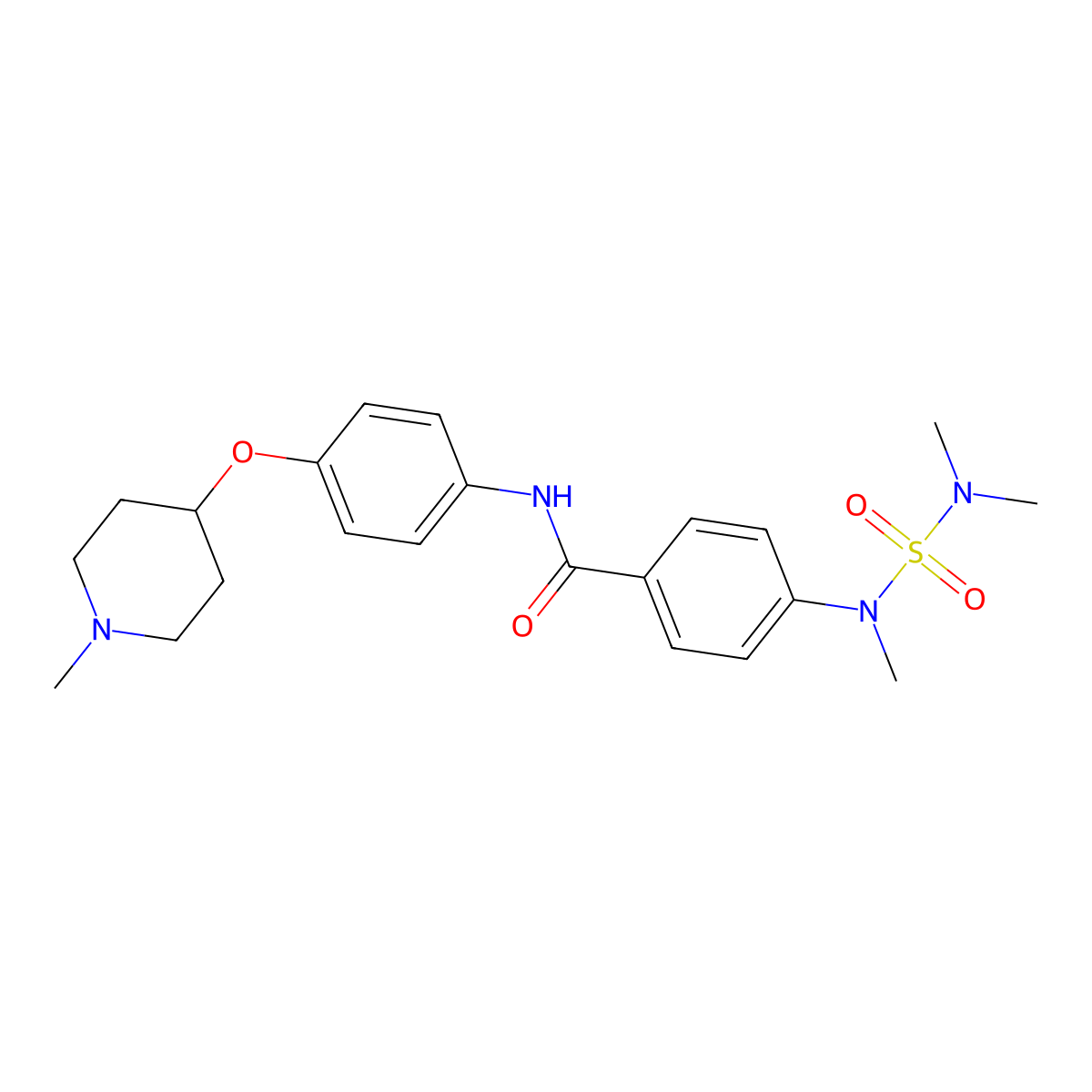 4-[(dimethylsulfamoyl)(methyl)amino]-N-{4-[(1-methylpiperidin-4-yl)oxy]phenyl}benzamide molecular structure, CAS 1309130-53-7