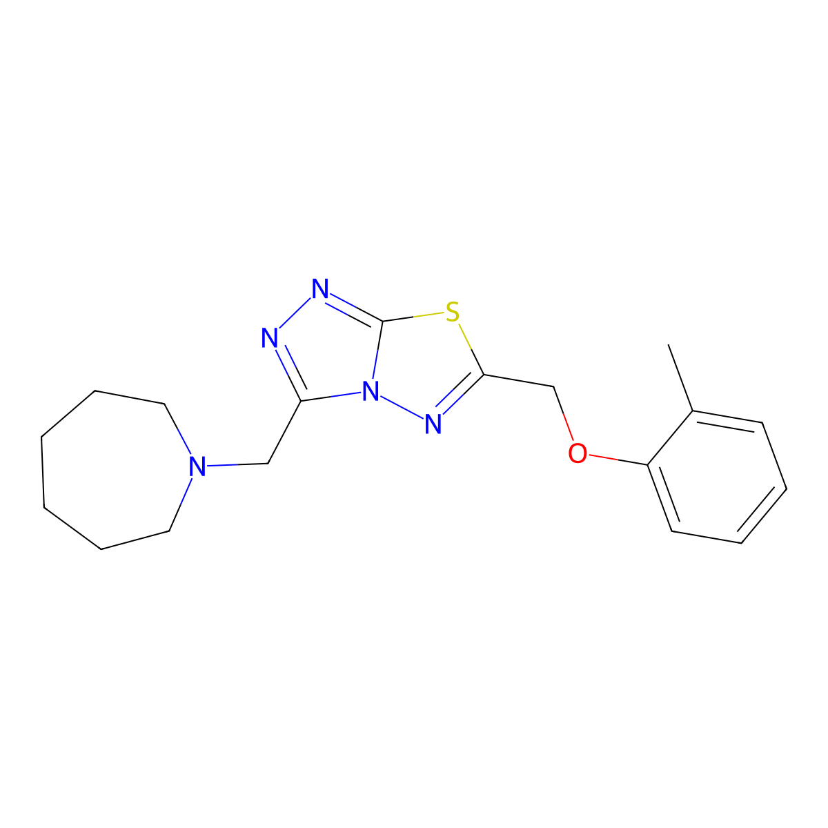 3-(Azepan-1-ylmethyl)-6-[(2-methylphenoxy)methyl][1,2,4]triazolo[3,4-b][1,3,4]thiadiazole molecular structure, CAS 1309132-41-9