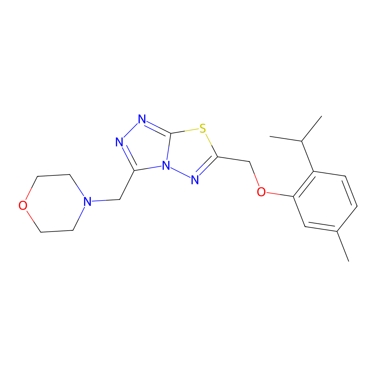 2-Isopropyl-5-methylphenyl [3-(4-morpholinylmethyl)[1,2,4]triazolo[3,4-b][1,3,4]thiadiazol-6-yl]methyl ether molecular structure, CAS 1309133-77-4