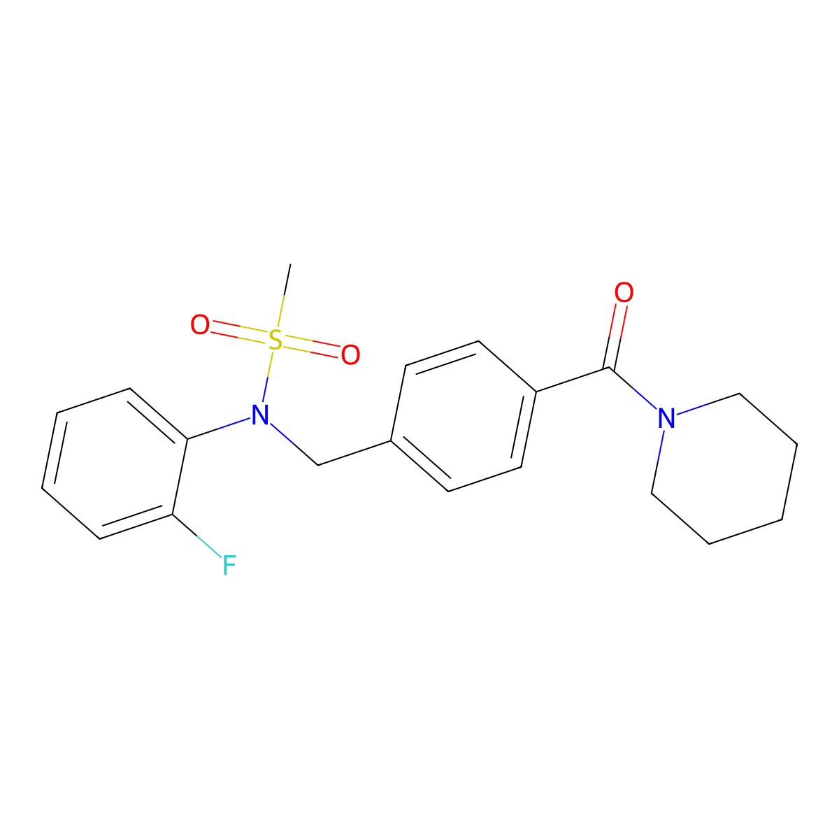 N-(2-fluorophenyl)-N-[4-(piperidin-1-ylcarbonyl)benzyl]methanesulfonamide molecular structure, CAS 1309133-87-6