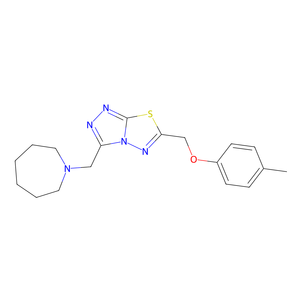 [3-(1-Azepanylmethyl)[1,2,4]triazolo[3,4-b][1,3,4]thiadiazol-6-yl]methyl 4-methylphenyl ether molecular structure, CAS 1309135-37-2