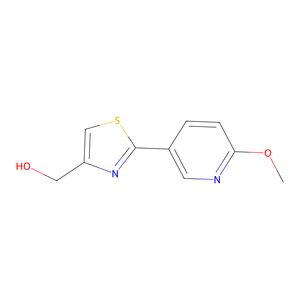 (2-(6-Methoxypyridin-3-yl)thiazol-4-yl)methanol molecular structure, CAS 1309136-08-0
