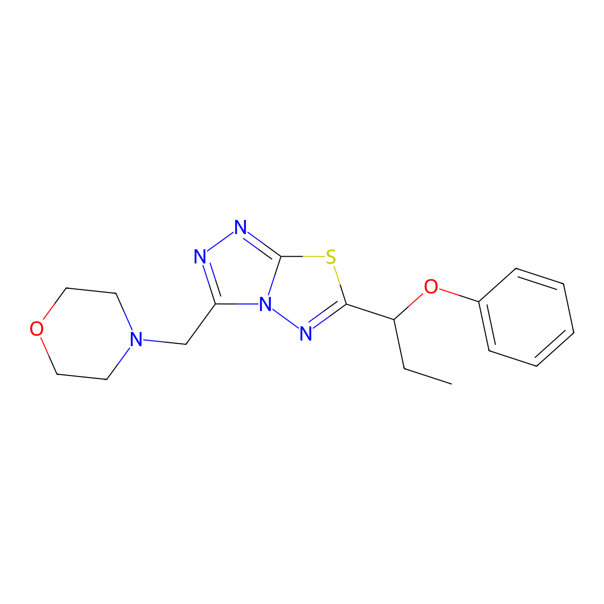3-(Morpholin-4-ylmethyl)-6-(1-phenoxypropyl)[1,2,4]triazolo[3,4-b][1,3,4]thiadiazole molecular structure, CAS 1309137-99-2