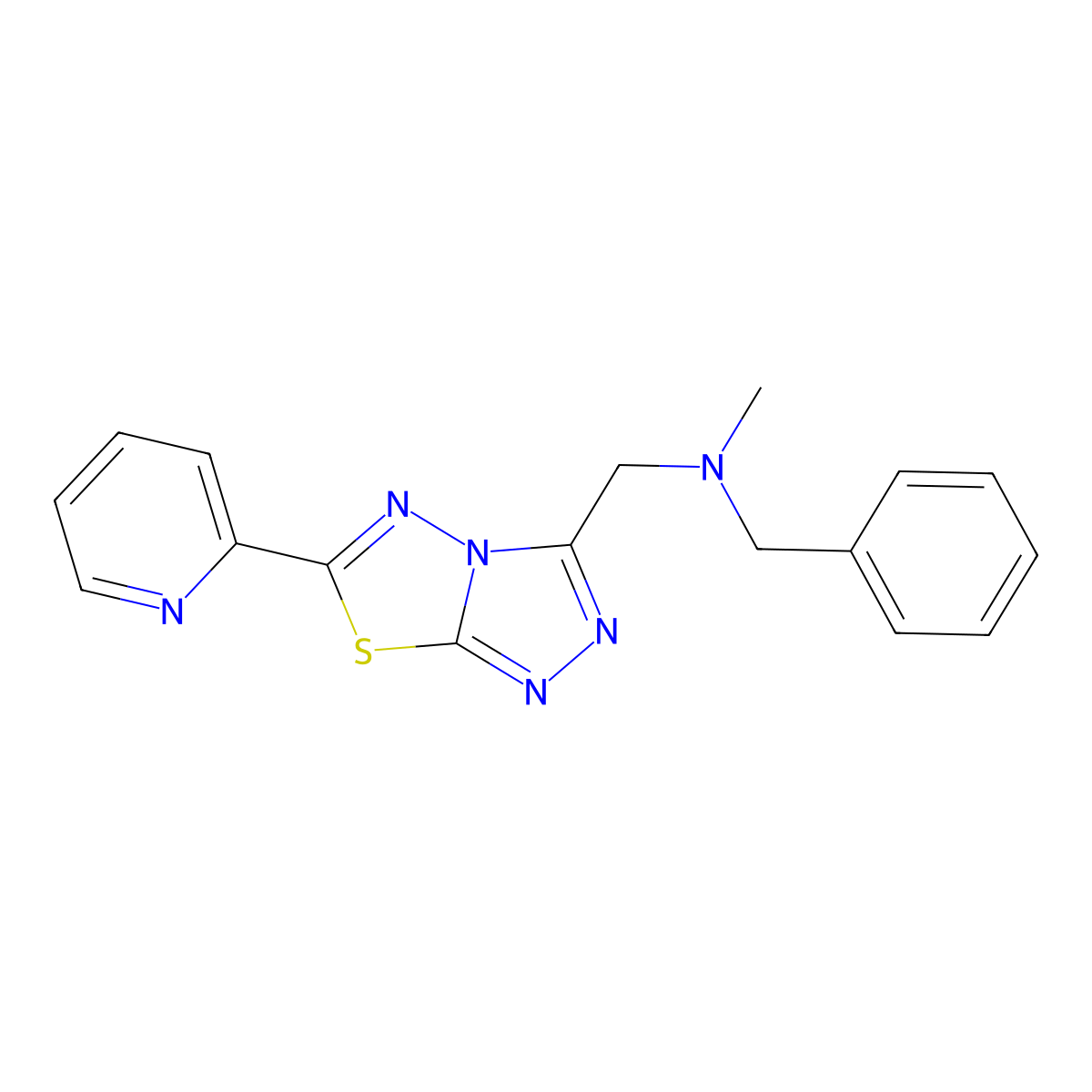 N-methyl-1-phenyl-N-{[6-(pyridin-2-yl)[1,2,4]triazolo[3,4-b][1,3,4]thiadiazol-3-yl]methyl}methanamine molecular structure, CAS 1309138-41-7