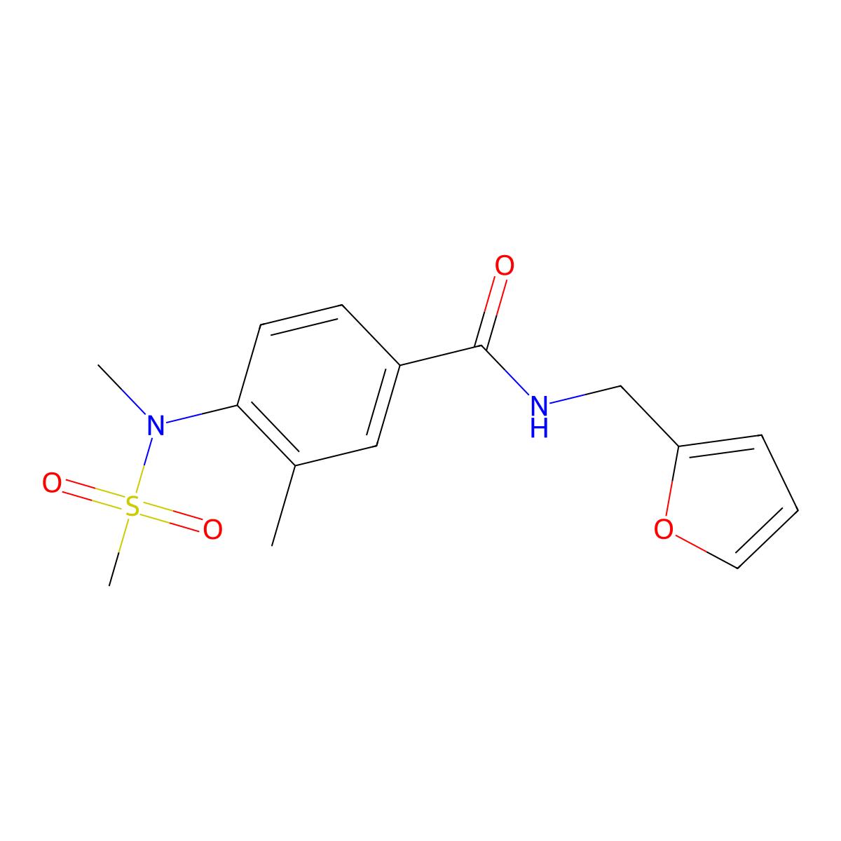 N-(furan-2-ylmethyl)-3-methyl-4-[methyl(methylsulfonyl)amino]benzamide molecular structure, CAS 1309141-22-7