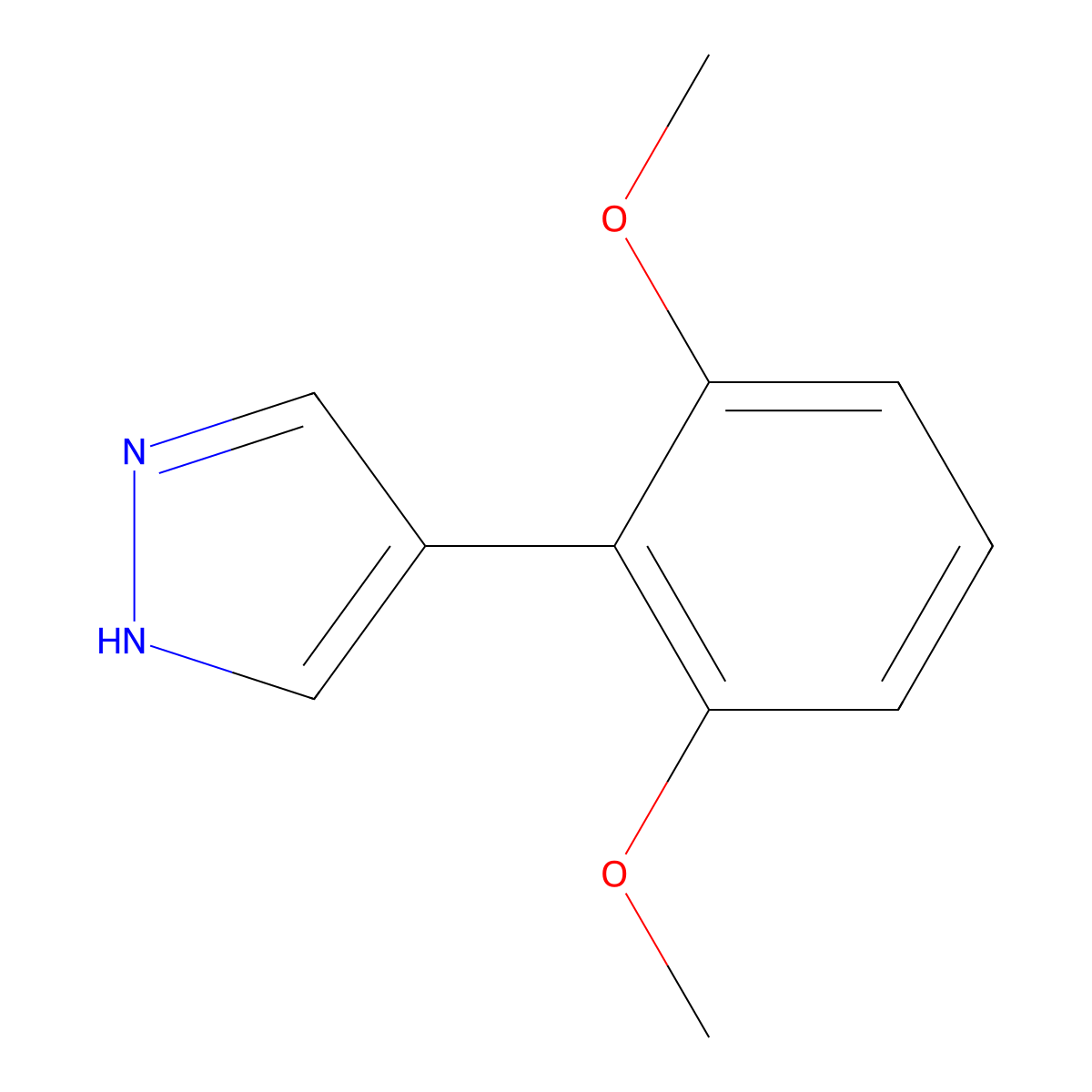 4-(2,6-dimethoxyphenyl)-1H-pyrazole molecular structure, CAS 1309142-82-2