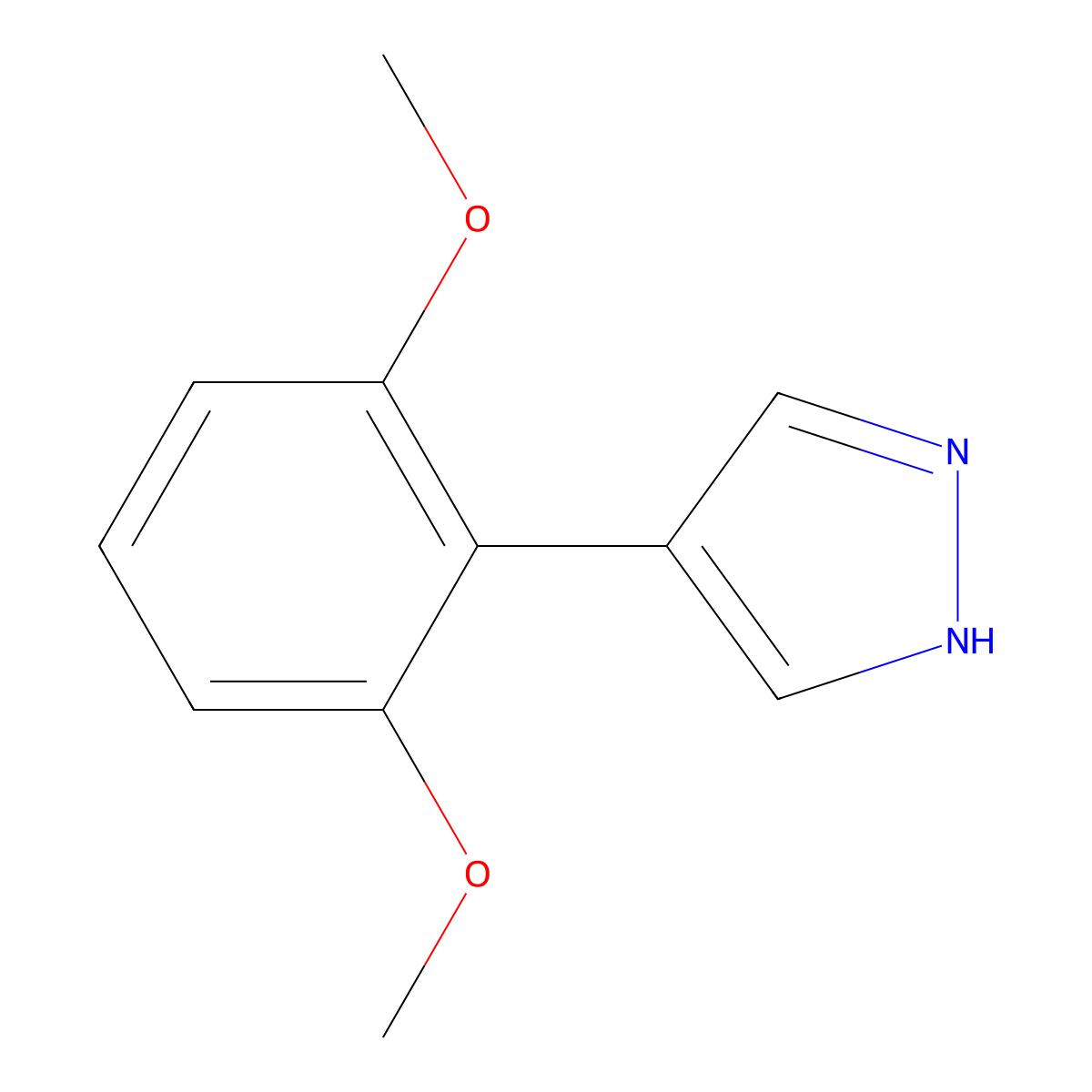 4-(2,6-dimethoxyphenyl)-1H-pyrazole molecular structure, CAS 1309142-82-2