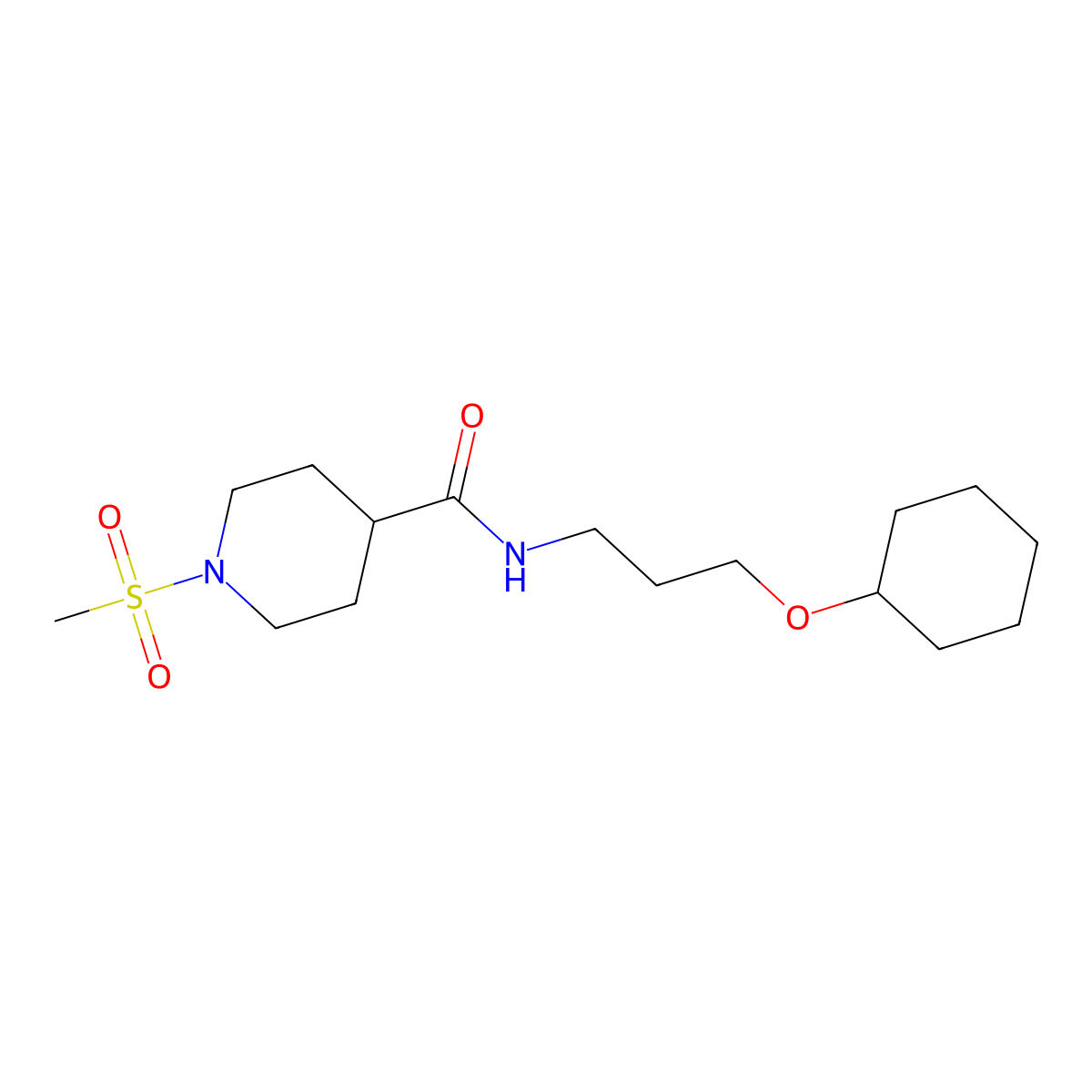 N-[3-(cyclohexyloxy)propyl]-1-(methylsulfonyl)piperidine-4-carboxamide molecular structure, CAS 1309142-83-3